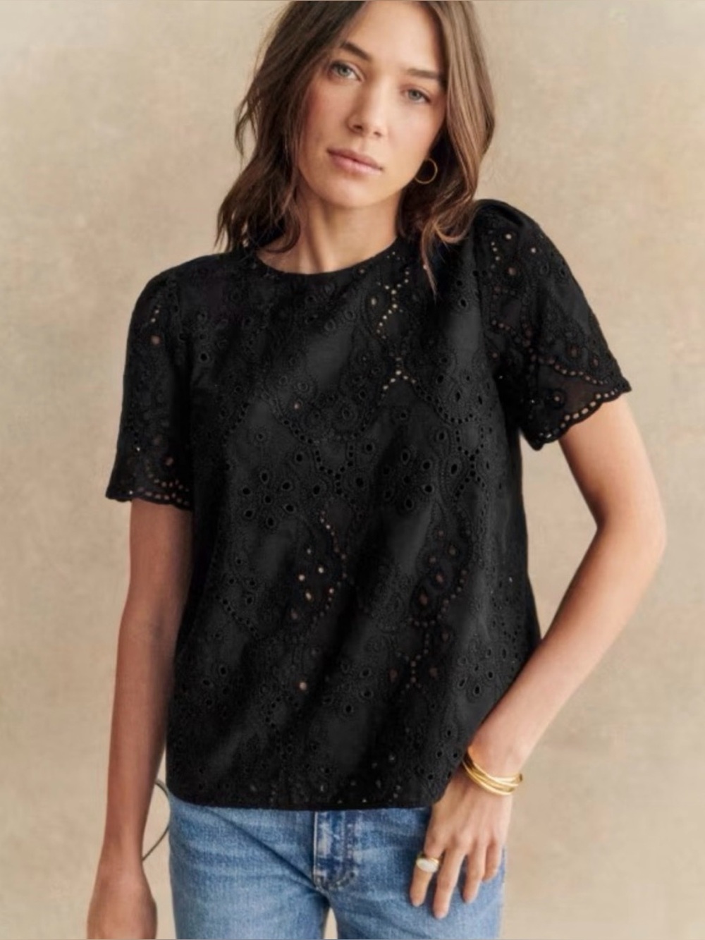 Sezane Annabelle Blouse Black Embroidery - Size 4 - Picture 1 of 7